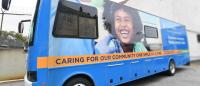 The outside of the bus for Columbia's Mobile Clinic for Community Dental Care