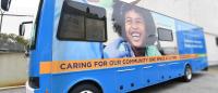 The outside of the bus for Columbia's Mobile Clinic for Community Dental Care